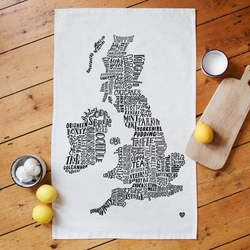 GREAT BRITAIN AND IRELAND FOOD AND DRINK TEA TOWEL