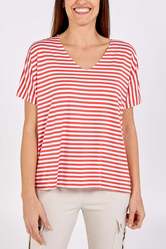 ASWAN STRIPE T SHIRT - CORAL  SOLD OUT