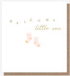 WELCOME LITTLE ONE PINK SOCKS