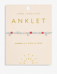 JOMA JEWELLERY MULTI STONE ANKLET IN SILVER PLATING