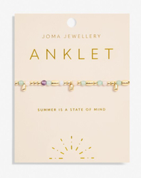 JOMA JEWELLERY MULTI STONE ANKLET IN GOLD PLATING