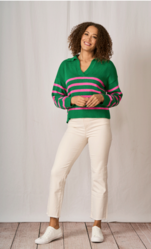 HENLEY COLLARED COTTON JUMPER - GREEN - LIMITED STOCK
